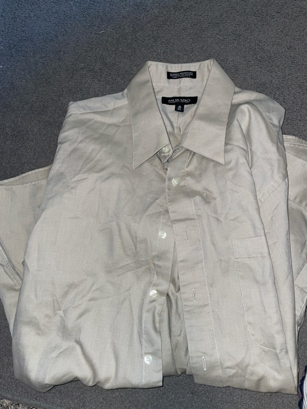 Murano Men's Light Beige Dress Shirt - Long Sleeved Classic Button-Up
